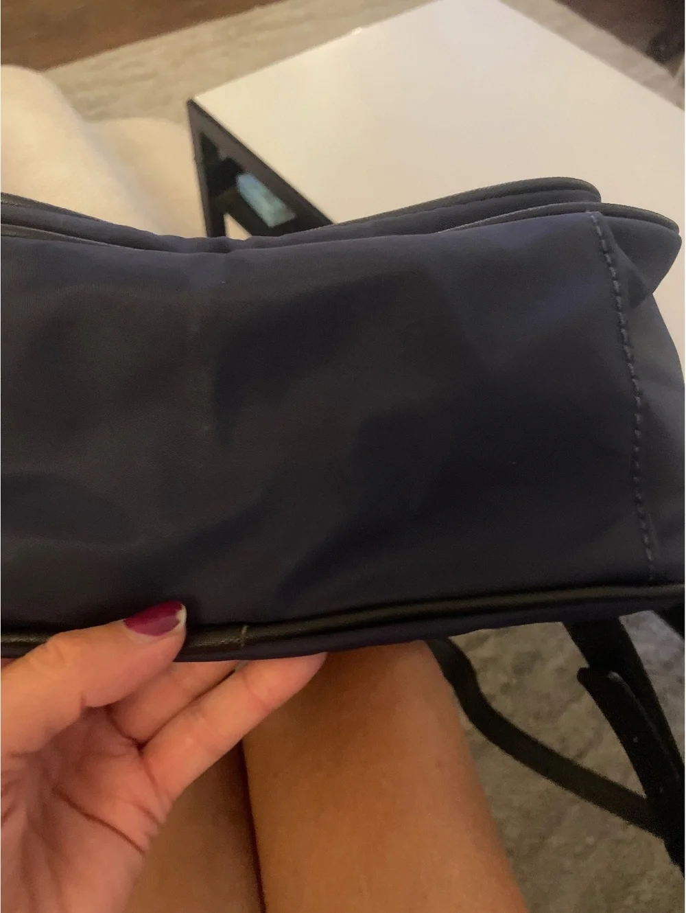 Guess Navy Blue Mini Backpack with Front Pocket and Adjustable Straps